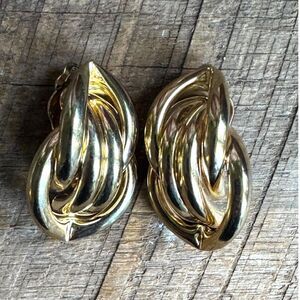 Vintage 80s Gold Loop Statement Clip-Ons